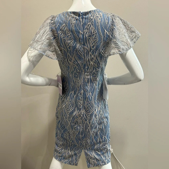 JS Collections Women's Meadow Cocktail Dress color denim bark Sz : 4 - Picture 7 of 14